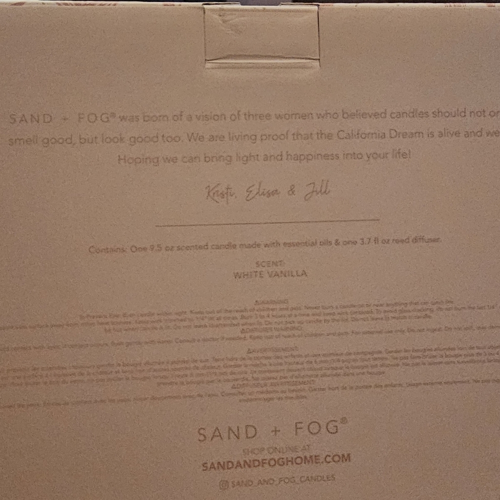 Sand & Fog Candle & Diffuser Set ~ White Vanilla - Picture 3 of 3